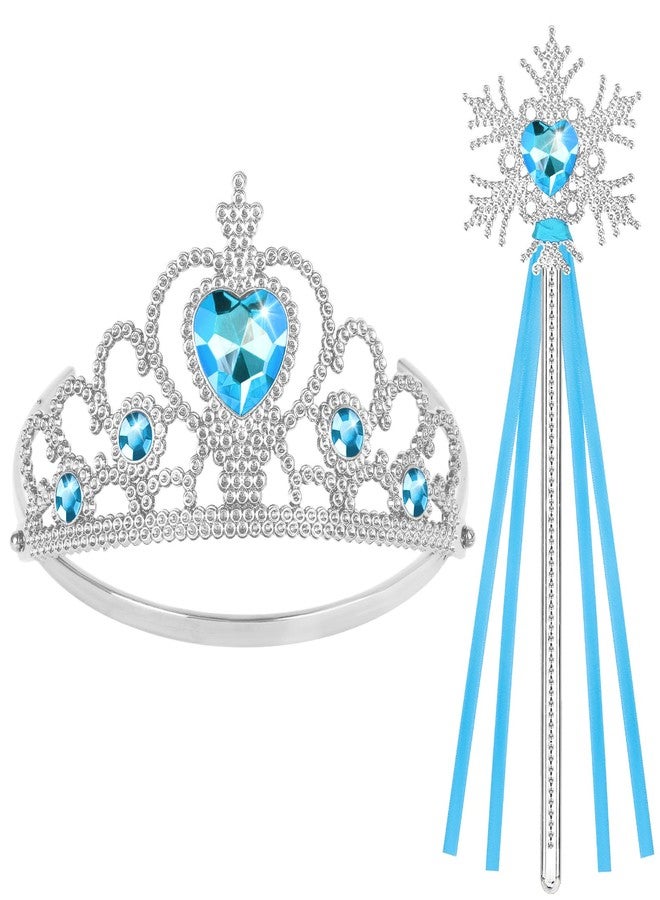 Vicloon 2PCS Princess Crown and Wands, Princess Dress Up Accessories for Little Girls, Princess Tiara Jewelry Toy for 3-6 Girl Christmas Birthday Cosplay Crown - Image 1