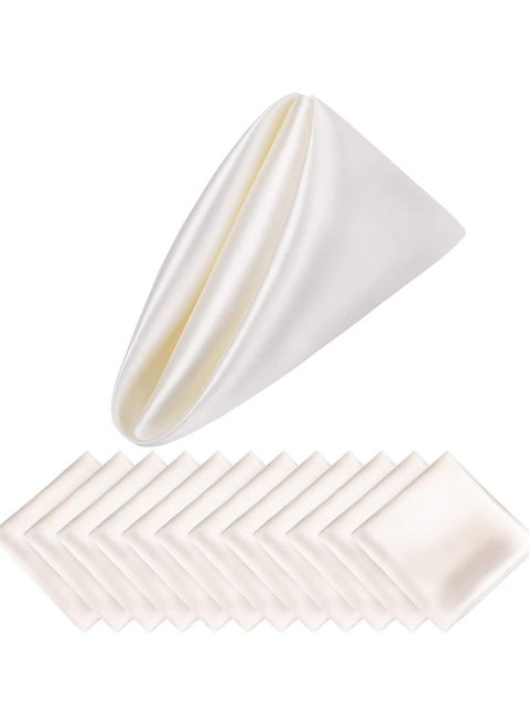 10 Pcs Satin Napkins, Square Table Napkins, 17x17 Soft Dinner Napkins Elegant Silk Napkins for Dinner Wedding Parties, Soft Smooth Fabric Washable Napkins for Parties, Weddings and Dinners (Ivory)