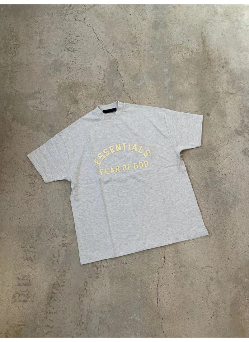 Generic - FOG ESSENTIALS Curved Print Heavyweight Tee light wheat ash - Image 1