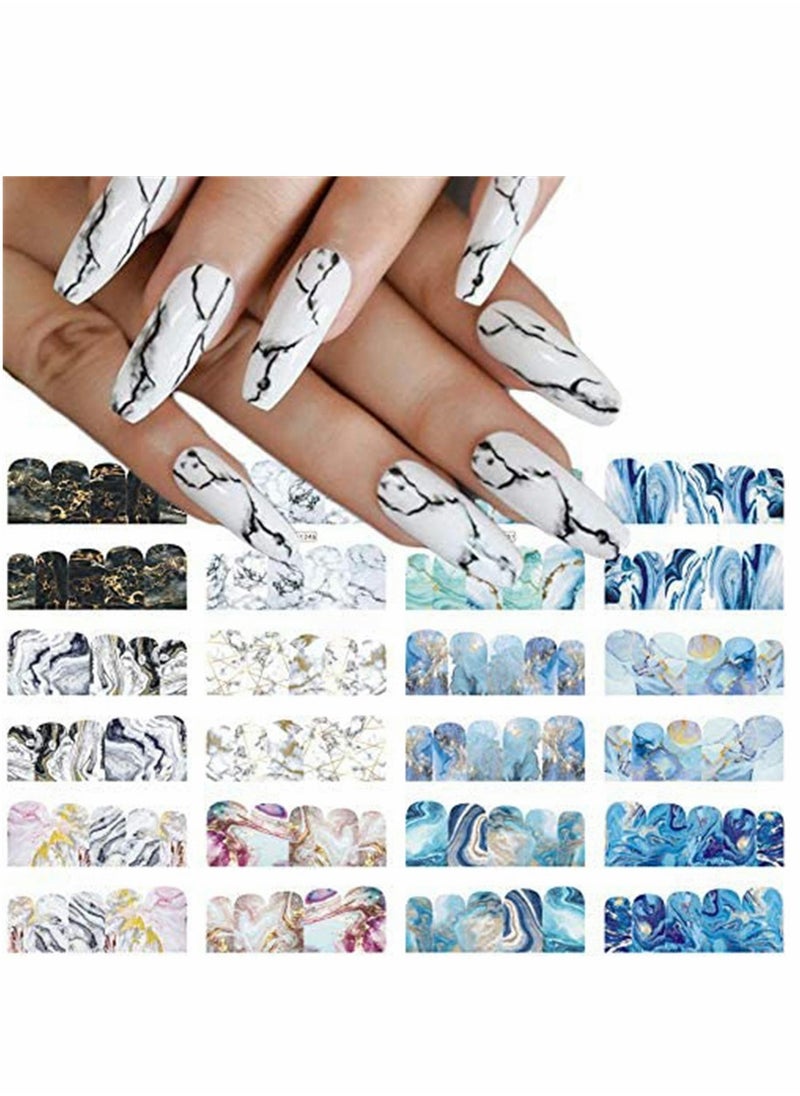 SYOSI - 12 Sheets, Nail Stickers, Marble Nail Art Stickers Water Transfer Nail Decals Full Wraps Gradient Acrylic Nail Kits for Women Kids Girls Manicure Decoration Accessories Supplies - Image 1