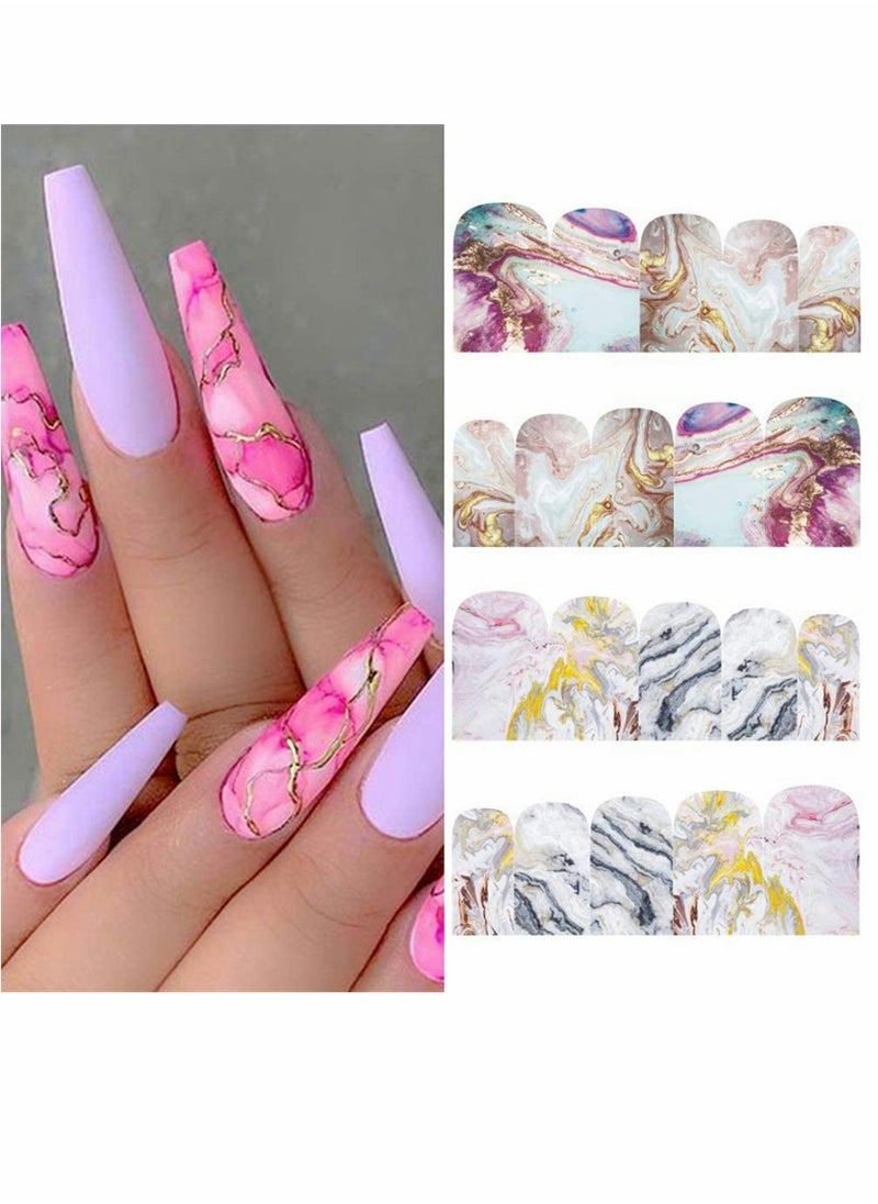 SYOSI - 12 Sheets, Nail Stickers, Marble Nail Art Stickers Water Transfer Nail Decals Full Wraps Gradient Acrylic Nail Kits for Women Kids Girls Manicure Decoration Accessories Supplies - Image 1