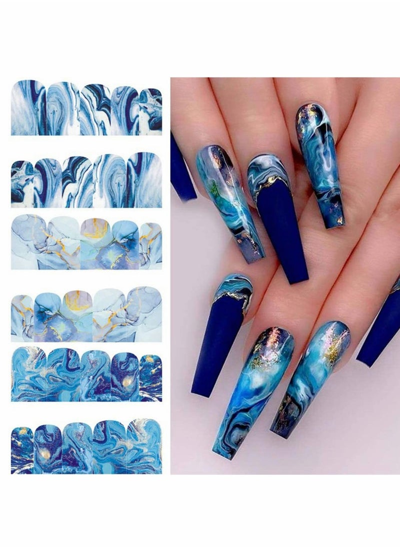 SYOSI - 12 Sheets, Nail Stickers, Marble Nail Art Stickers Water Transfer Nail Decals Full Wraps Gradient Acrylic Nail Kits for Women Kids Girls Manicure Decoration Accessories Supplies - Image 1