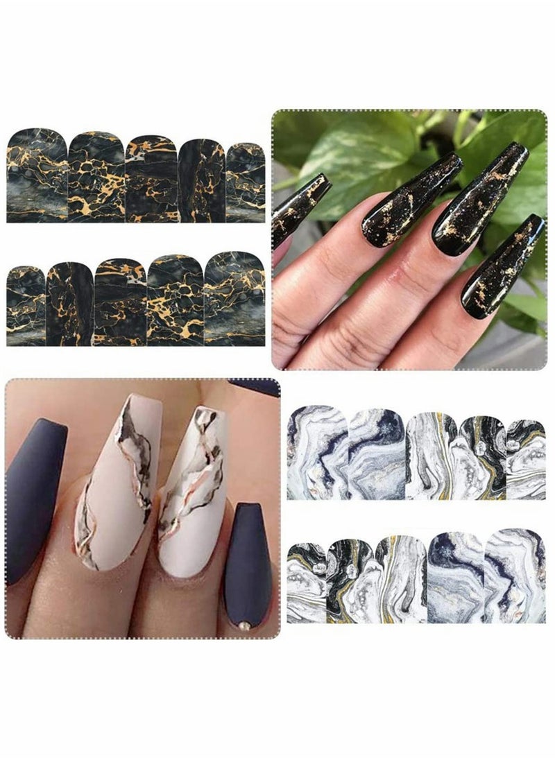 SYOSI - 12 Sheets, Nail Stickers, Marble Nail Art Stickers Water Transfer Nail Decals Full Wraps Gradient Acrylic Nail Kits for Women Kids Girls Manicure Decoration Accessories Supplies - Image 1