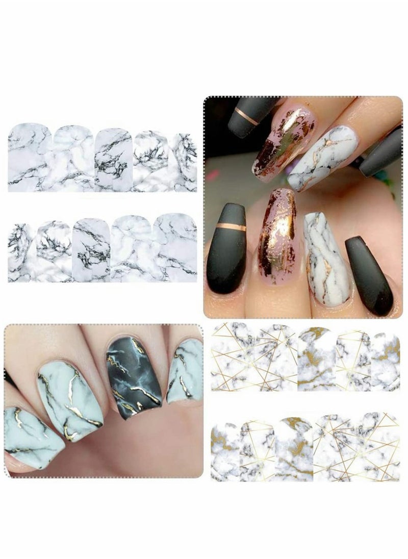 SYOSI - 12 Sheets, Nail Stickers, Marble Nail Art Stickers Water Transfer Nail Decals Full Wraps Gradient Acrylic Nail Kits for Women Kids Girls Manicure Decoration Accessories Supplies - Image 1