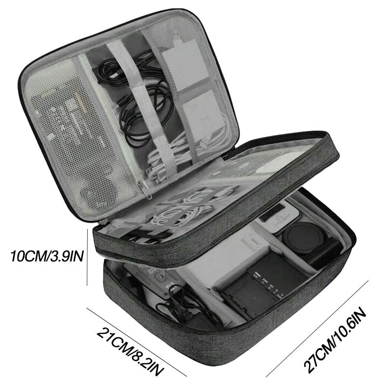 3-Layer Cable Organizer Pouch Travel Essential Large Capacity - Image 5