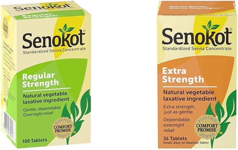 Senokot Regular Strength Natural Vegetable Laxative Ingredient100 Count  Extra Strength Natural Vegetable Laxative for Gentle Overnight Relief Occasional Constipation 36 Count - Image 1