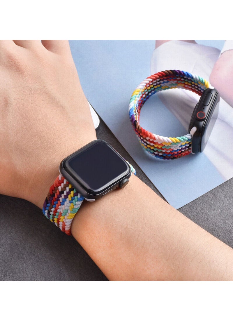YOMNA - Braided Solo Loop Band Strap for Apple Watch Series 42/44/45mm Black Strap with Pink Punch Strap(set of 2) - Image 1