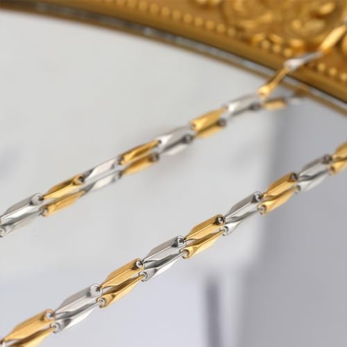 Jean Beau Gold Silver Two Tone Chain Necklace for Women Men, Dainty Simple Adjustable Melon Seeds Choker Necklace Summer Prom Jewelry Gift - Image 5