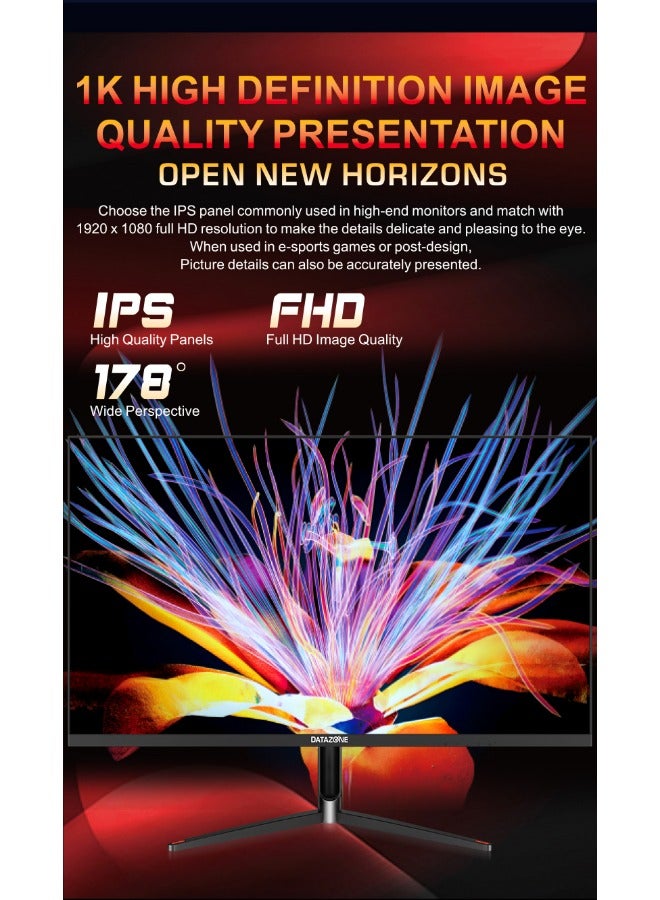 Datazone 27" inch, FHD (1920x1080) 165HZ, IPS Gaming Monitor, 1ms GTG Response Time, Console Compatible (PS5-XBOX) With Built-in Speakers Black - Image 5