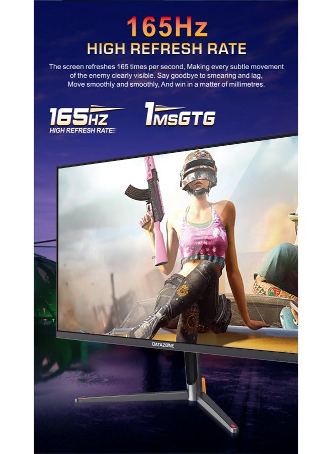 Datazone 27" inch, FHD (1920x1080) 165HZ, IPS Gaming Monitor, 1ms GTG Response Time, Console Compatible (PS5-XBOX) With Built-in Speakers Black - Image 3