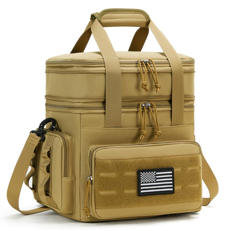 holuxer Tactical Lunch Bag Lunch Box for Men Large Double Deck Expandable Insulated Soft Adult Lunchbox for Work Cooler Bag for Beach Picnic CampingOutdoorTravel Brown16L - Image 2