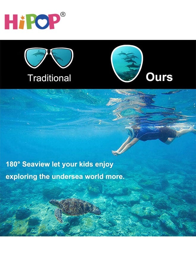 HIPOP Full Face Snorkel Mask Kids, Snorkeling Gear with Safety Free-Breathing System, Diving Mask with Camera Mount, 180 Degree Panoramic View, Anti-Fogging Anti-Leak, Suitable for Boys and Girls (Blue) - Image 4