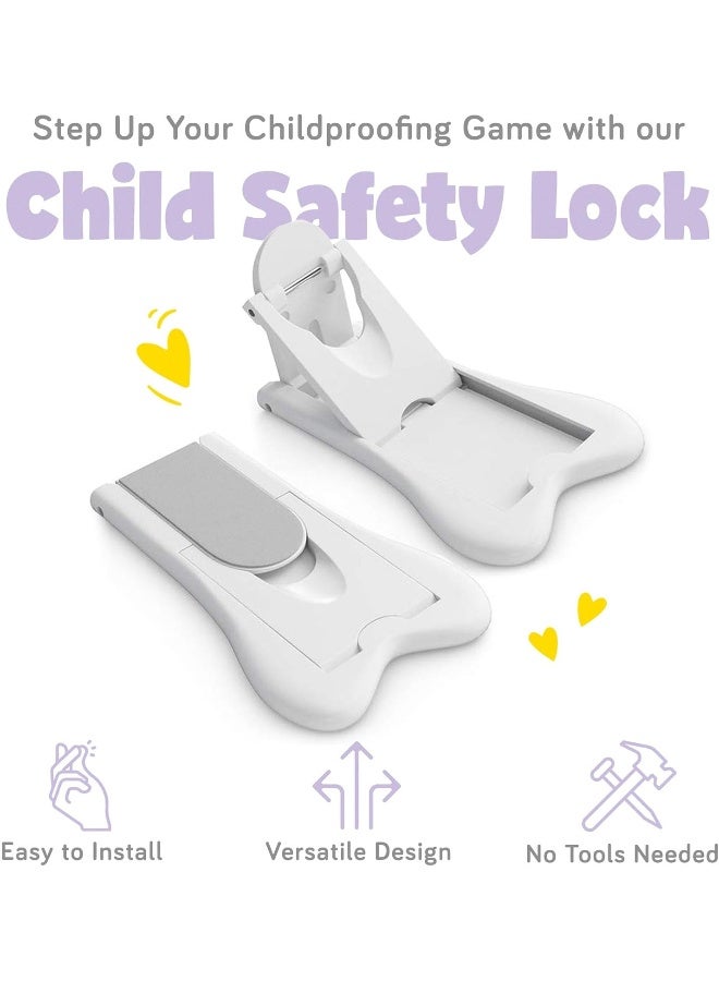 Ashtonbee Child Safety Locks for Cabinets and Drawers, Sliding Door Lock, Easy-to-Install Cabinet Locks for Babies, Baby Cabinet Safety Latches, Set of 4, White - Image 2