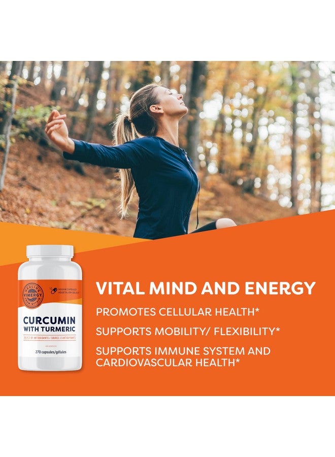 Vimergy كبسولات فيمرجي الكركم مع الكركمين - تعزز صحة العظام والحركة* - تدعم الذاكرة ووظائف الدماغ* - كوشير، نباتي وخالي من الغلوتين - (270 حبة) - Image 2