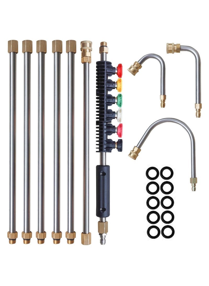 general 10 Pieces High Pressure Washer Wand Set - Durable Quick Connect with 6 Adjustable Nozzles 30°, 90°, 120° for Gutter & Roof Drainage Cleaning, 4000 PSI Power for Efficient Exterior Walls Wash - Image 1