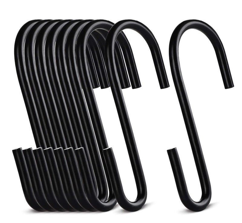 ilauke 20 Pack S Shaped Hooks Heavy Duty S Hooks Hanging Hanger Hooks for Kitchen Bedroom and Office ( Black ) - Image 1