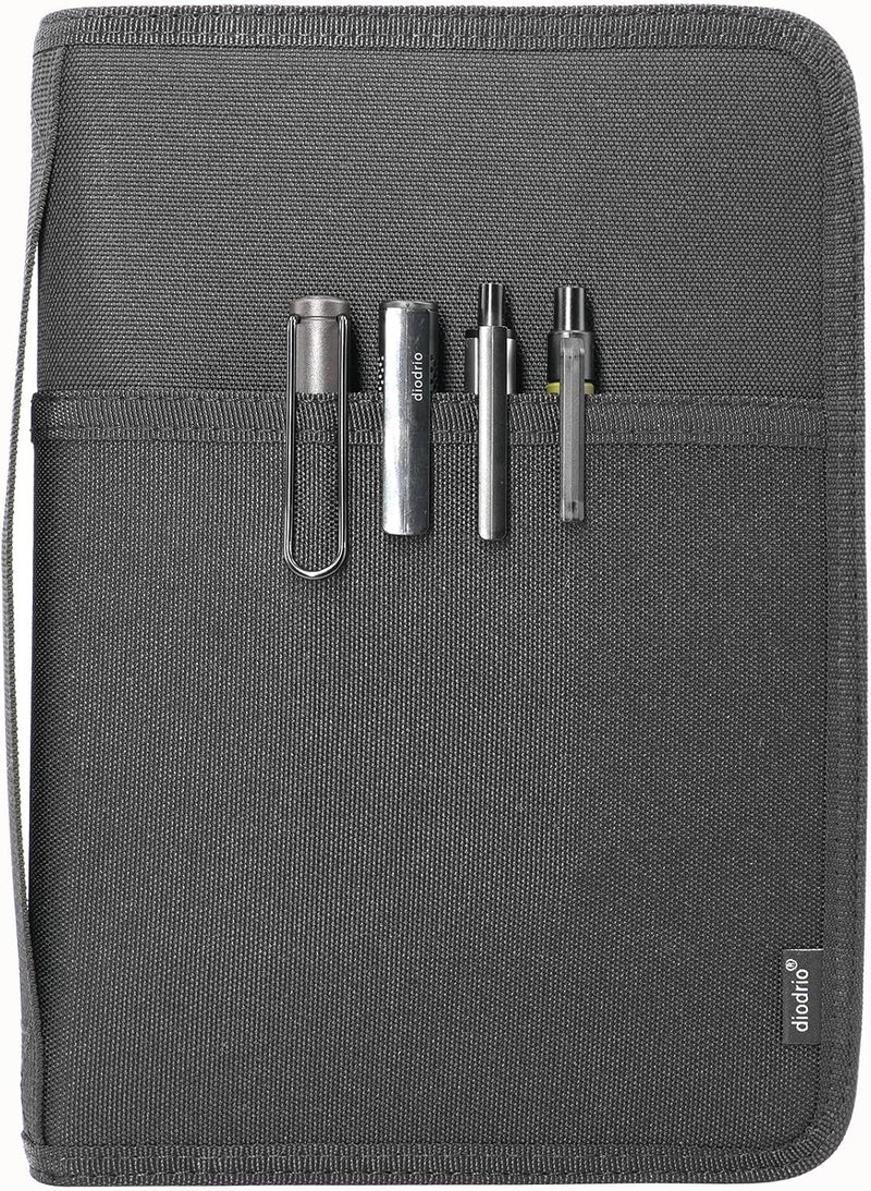 ديودريو غلاف دفتر يوميات بسحاب A5 من مع سحاب YKK لدفاتر A5 من Moleskine وCahier وLEUCHTTURM والمخططات ودفاتر الرسم، مقاوم للماء، قابل لإعادة التعبئة، جيوب داخلية، أسود - Image 1