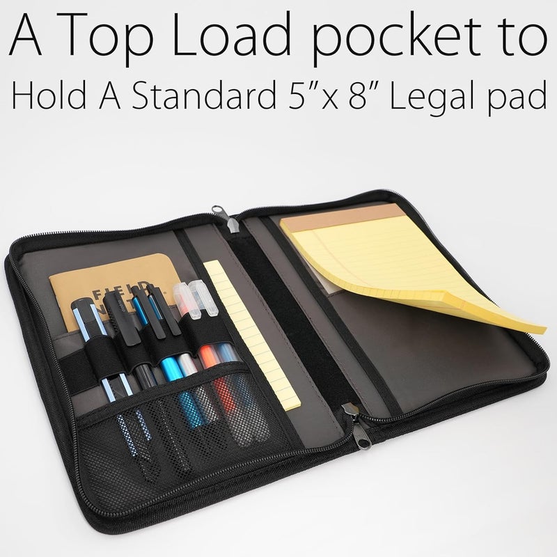 ديودريو غلاف دفتر يوميات بسحاب A5 من مع سحاب YKK لدفاتر A5 من Moleskine وCahier وLEUCHTTURM والمخططات ودفاتر الرسم، مقاوم للماء، قابل لإعادة التعبئة، جيوب داخلية، أسود - Image 4