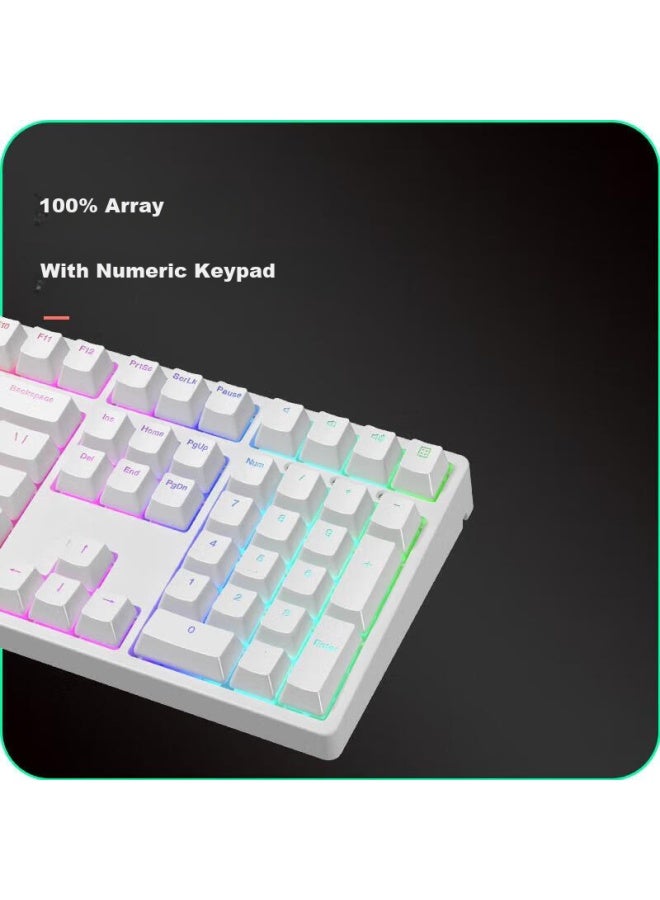 Ikbc Mechanical Keyboard, 108 Keys, Cherry Keyboard, Gaming Keyboard, Office Keyboard, Jd Self-Operated Wired Keyboard, Blue Switch Mechanical Keyboard, Gaming-Specific F108 White - Image 3