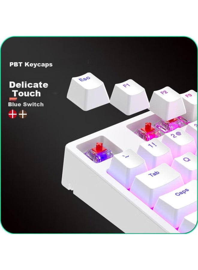 Ikbc Mechanical Keyboard, 108 Keys, Cherry Keyboard, Gaming Keyboard, Office Keyboard, Jd Self-Operated Wired Keyboard, Blue Switch Mechanical Keyboard, Gaming-Specific F108 White - Image 4