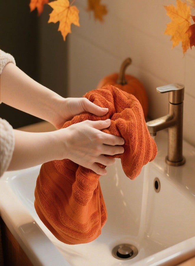 Jacquotha Orange Hand Towels Set of 2 - Ribbed Bathroom Towels Fall Decor, Daily Use & Autumn Gatherings, 13x29 Inches - Image 4
