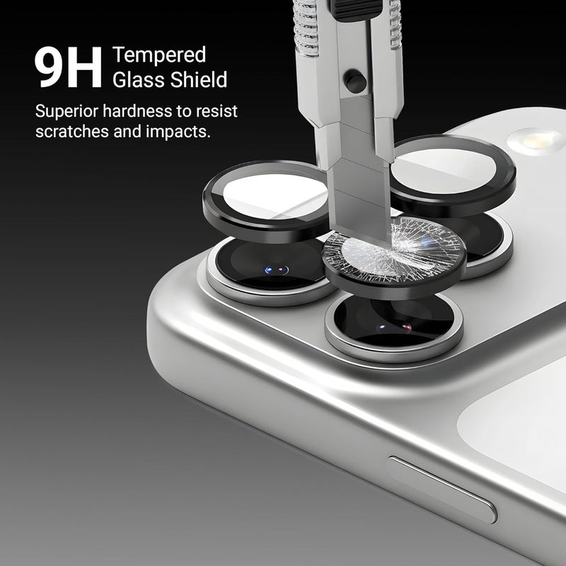 Daily Objects CERO Aluminium Camera Lens Protector for iphone 17 Pro|Tough HD Glass Protectors|Dust Proof|Water Resistant|Ultra Clear HD Image Quality|9H Hardness|3D ring|Shock Proof Alloy - Black - Image 3