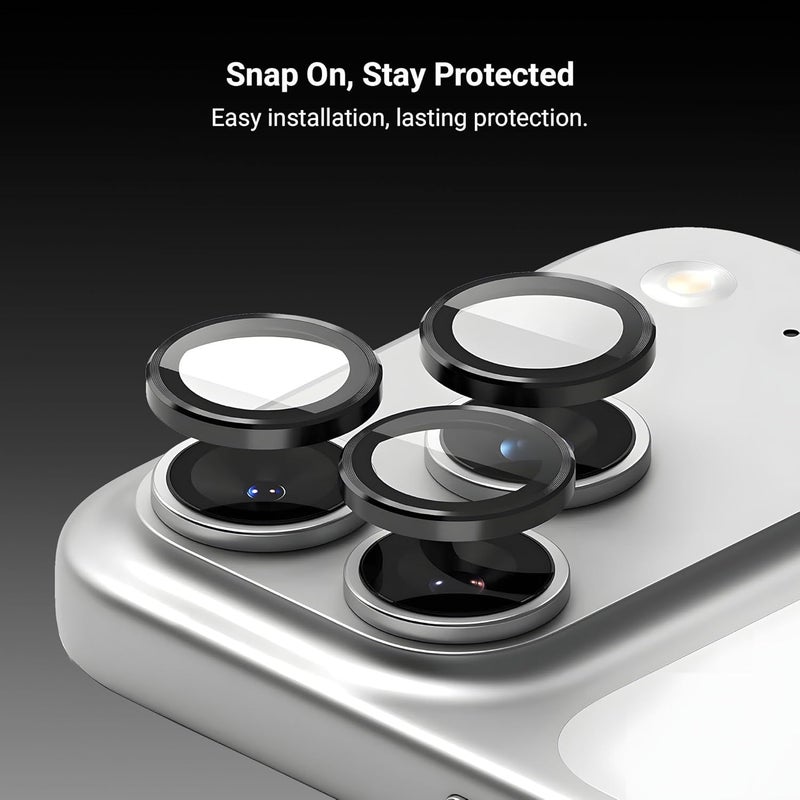Daily Objects CERO Aluminium Camera Lens Protector for iphone 17 Pro|Tough HD Glass Protectors|Dust Proof|Water Resistant|Ultra Clear HD Image Quality|9H Hardness|3D ring|Shock Proof Alloy - Black - Image 2
