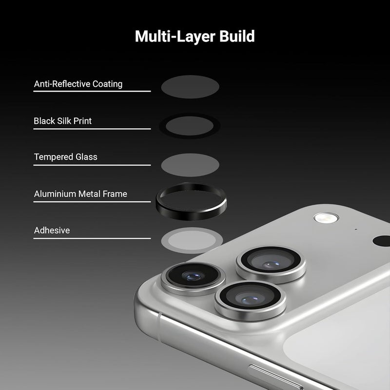 Daily Objects CERO Aluminium Camera Lens Protector for iphone 17 Pro|Tough HD Glass Protectors|Dust Proof|Water Resistant|Ultra Clear HD Image Quality|9H Hardness|3D ring|Shock Proof Alloy - Black - Image 4