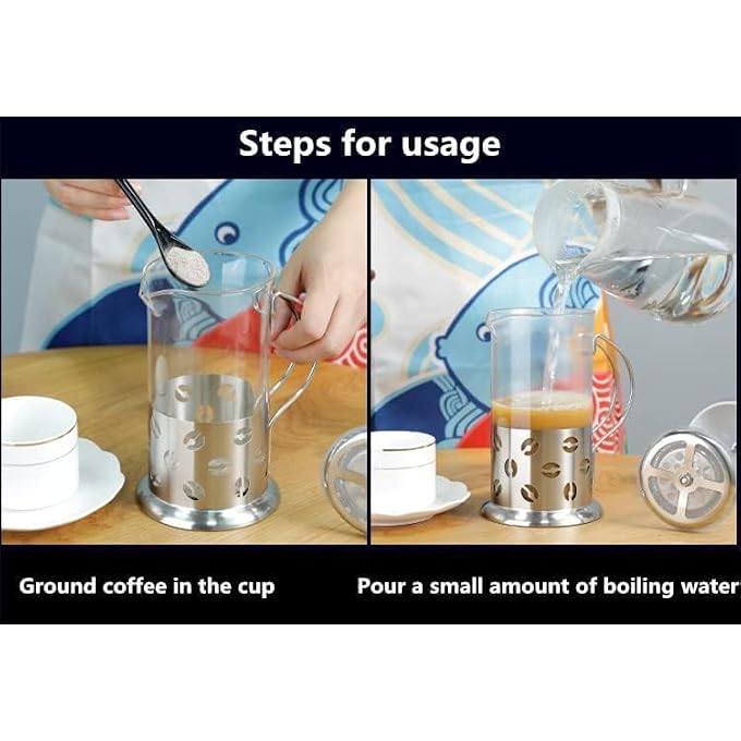 MAX-EMA GLOBAL MaxEma French Press Tea Coffee Maker 1000Ml With Heat Resistant Borosilicate Glass Stainless Steel Design And 4Level Filter System Premium Portable Hot And Cold Tea Coffee Espresso Pot Beans - Image 2