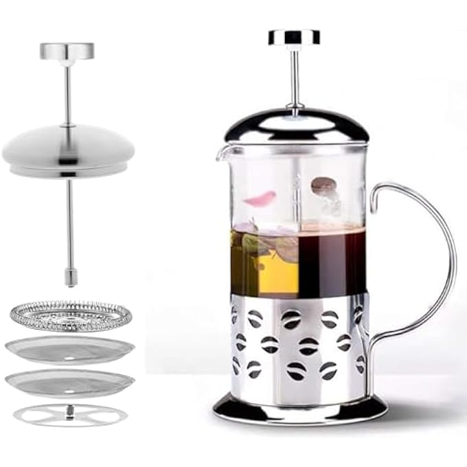MAX-EMA GLOBAL MaxEma French Press Tea Coffee Maker 1000Ml With Heat Resistant Borosilicate Glass Stainless Steel Design And 4Level Filter System Premium Portable Hot And Cold Tea Coffee Espresso Pot Beans - Image 1