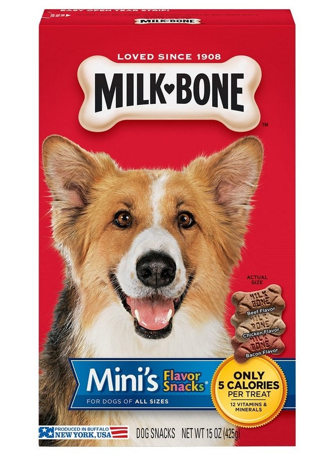 Milk-Bone Mini'S Flavor Snacks Dog Treats, 15-Ounce (Pack Of 6) - Image 1