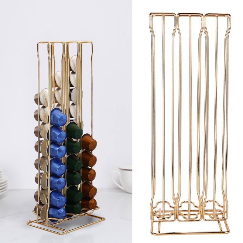 Gold Metal Coffee Capsule Holder Stand Organizer Rack 60pcs Capacity for Home Office Kitchen - Image 5