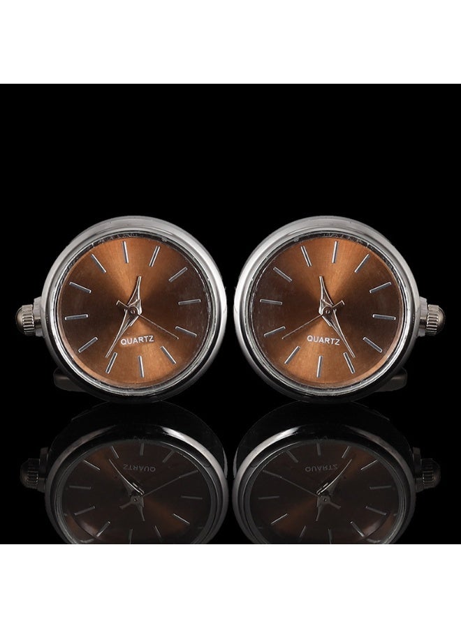 Shougu High End Movement Silver Precision Watch Men's Cufflinks 