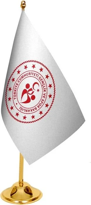 ساترنديزاين Desktop Ministry of Youth and Sports Flag + Brass Pole Table Flag Set