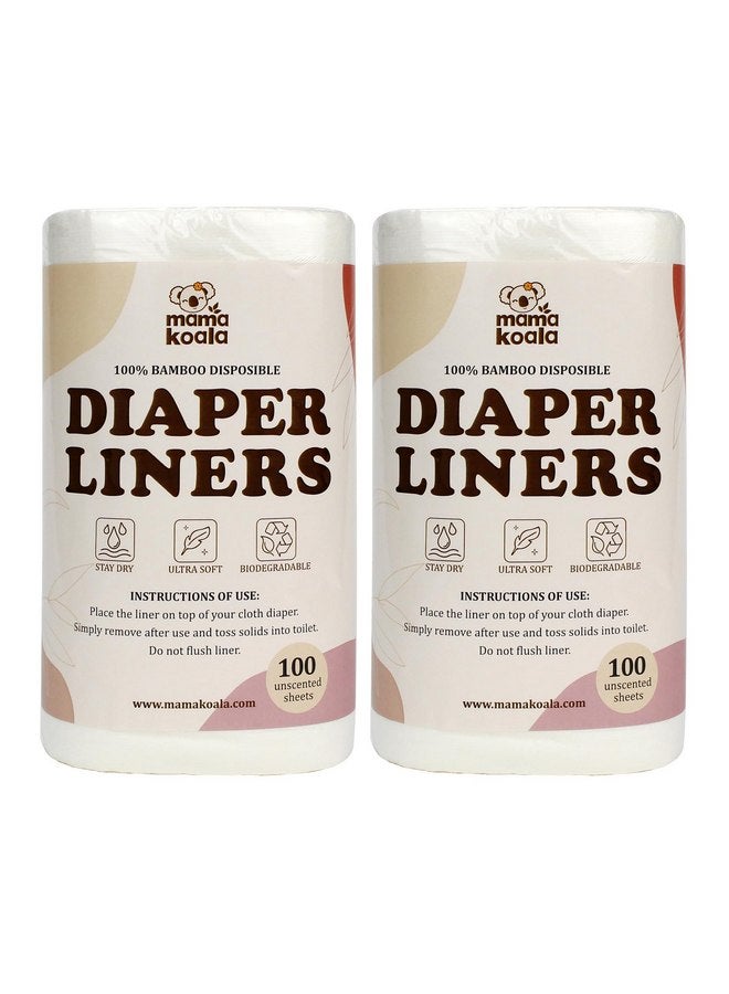 ماما كوالا بطانات حفاضات طبيعية للاستخدام مرة واحدة من ماما كوالا للحفاضات القماشية، 200 ورقة (عبوة من قطعتين) - Image 1