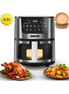 Jinou Airfryer 5.5L–Non-Stick bucket & Digital Temperature Control–The smart fryer Ideal for Frying, Grilling, Roasting, Baking, & Toasting Vegetables, French Fries, Meat & Fish (10 free paper liners)  - Image 1