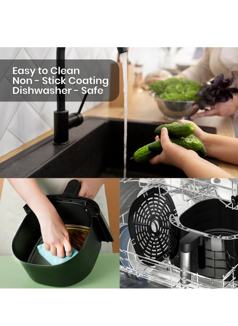 جينو Airfryer سعة 5.5 لتر - دلو غير لاصق وتحكم رقمي في درجة الحرارة - المقلاة الذكية مثالية للقلي والشوي والتحميص والخبز وتحميص الخضروات والبطاطس المقلية واللحوم والأسماك (10 بطانات ورقية مجانية)  - Image 4
