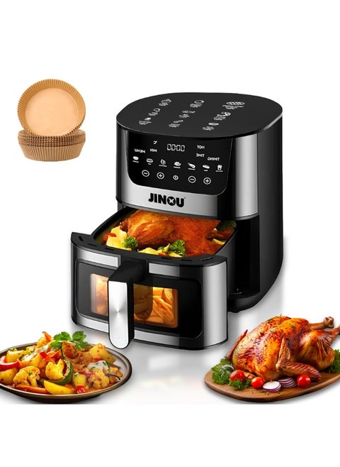 Airfryer 5.5L–Non-Stick bucket & Digital Temperature Control–The smart fryer Ideal for Frying, Grilling, Roasting, Baking, & Toasting Vegetables, French Fries, Meat & Fish (10 free paper liners)