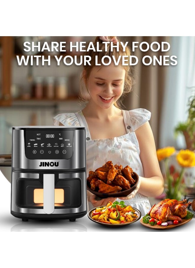 Airfryer 5.5L–Non-Stick bucket & Digital Temperature Control–The smart fryer Ideal for Frying, Grilling, Roasting, Baking, & Toasting Vegetables, French Fries, Meat & Fish (10 free paper liners)