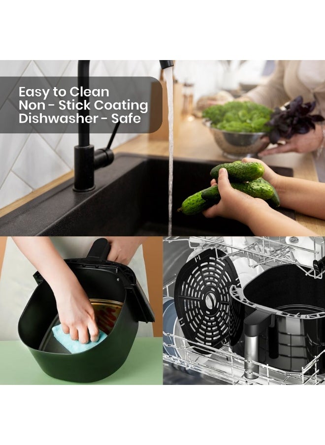 Airfryer 5.5L–Non-Stick bucket & Digital Temperature Control–The smart fryer Ideal for Frying, Grilling, Roasting, Baking, & Toasting Vegetables, French Fries, Meat & Fish (10 free paper liners)