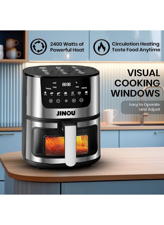 Airfryer 5.5L–Non-Stick bucket & Digital Temperature Control–The smart fryer Ideal for Frying, Grilling, Roasting, Baking, & Toasting Vegetables, French Fries, Meat & Fish (10 free paper liners)