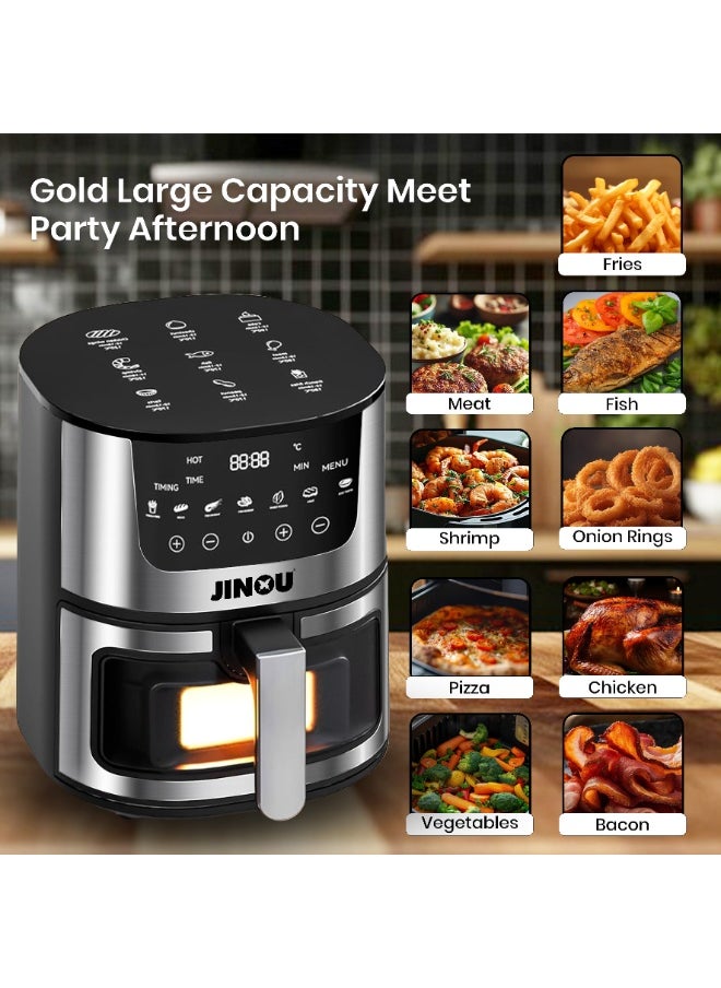 Airfryer 5.5L–Non-Stick bucket & Digital Temperature Control–The smart fryer Ideal for Frying, Grilling, Roasting, Baking, & Toasting Vegetables, French Fries, Meat & Fish (10 free paper liners)