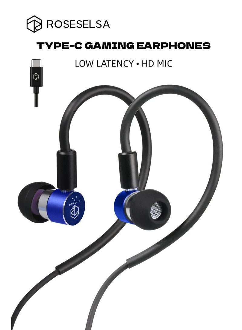ROSESELSA Photon Pro Type-C Wired Gaming Earphones with Mic, Low Latency USB-C IEM Earbuds, 8mm Driver, CNC Aluminum Body, Compatible with iPhone 15/16, Samsung, Android & PC - Image 1