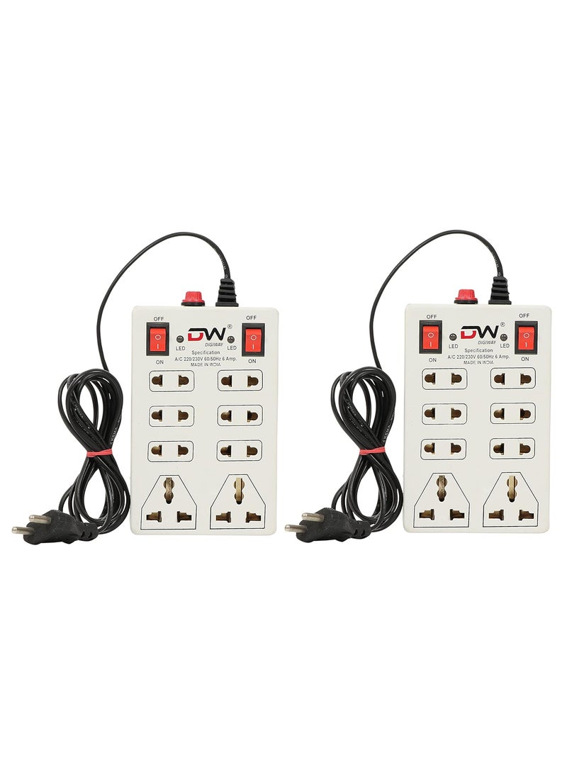 Digway Digway 240 Volts 8 2 Mini Power Strip Extension Cord Board with 2 Switch Indicator Safety Fuse 8 International sockets 2 Meter Cord Wire 8 2 Mini Power Strip_Beige_Pack of 2  - Image 1