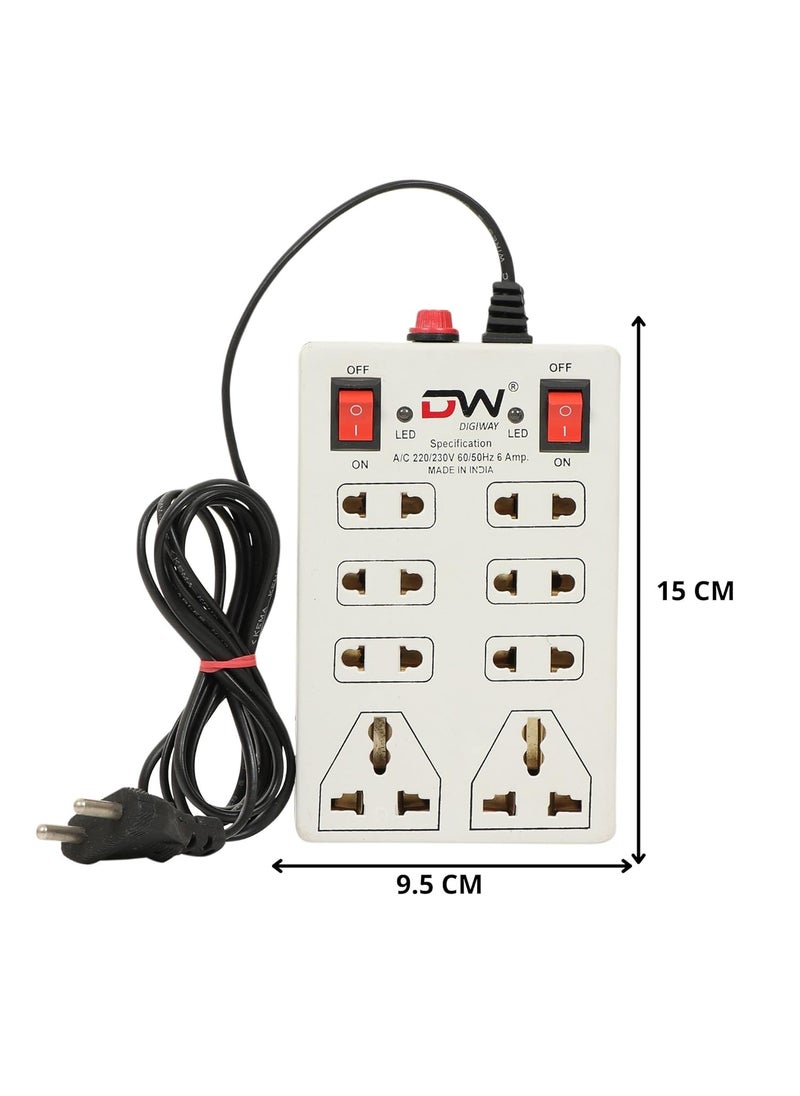 Digway Digway 240 Volts 8 2 Mini Power Strip Extension Cord Board with 2 Switch Indicator Safety Fuse 8 International sockets 2 Meter Cord Wire 8 2 Mini Power Strip_Beige_Pack of 2  - Image 4