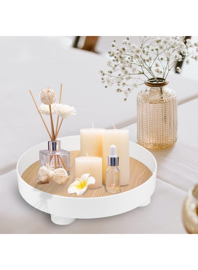 Modern Decorative Trays,Round White Storage Tray Organizer Storage Box ,Coffee Table Tray for Home Table Decor Gift for Women Mom Girls - Image 5