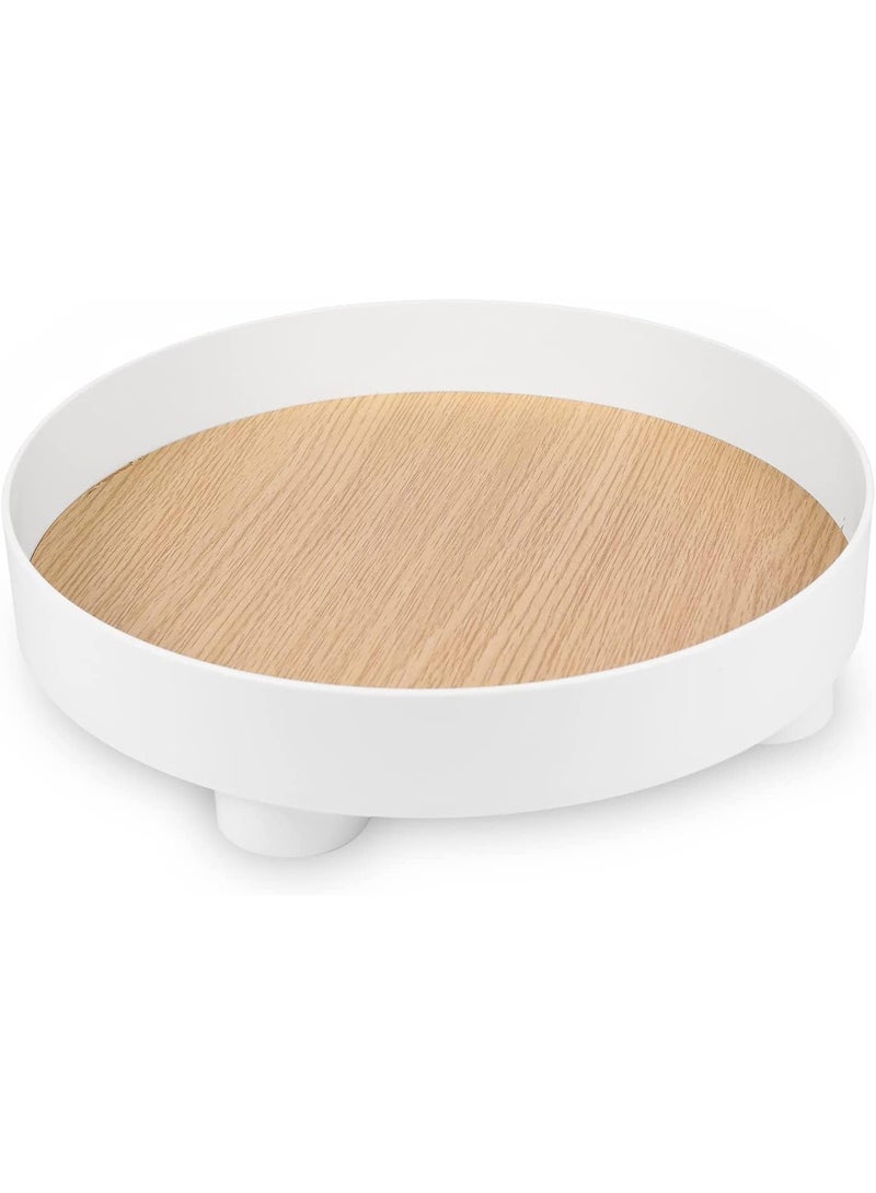 Modern Decorative Trays,Round White Storage Tray Organizer Storage Box ,Coffee Table Tray for Home Table Decor Gift for Women Mom Girls - Image 2