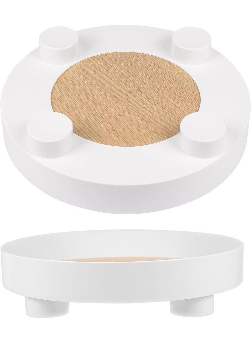 Modern Decorative Trays,Round White Storage Tray Organizer Storage Box ,Coffee Table Tray for Home Table Decor Gift for Women Mom Girls - Image 3