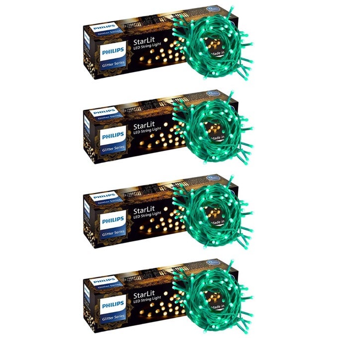 STARLIT 12 METER 72 LEDS STRING LIGHT FOR DECORATION FESTIVAL LED STRING LIGHT FOR DIWALI CHRISTMAS AND HOME DECORATION GREEN PACK OF 4