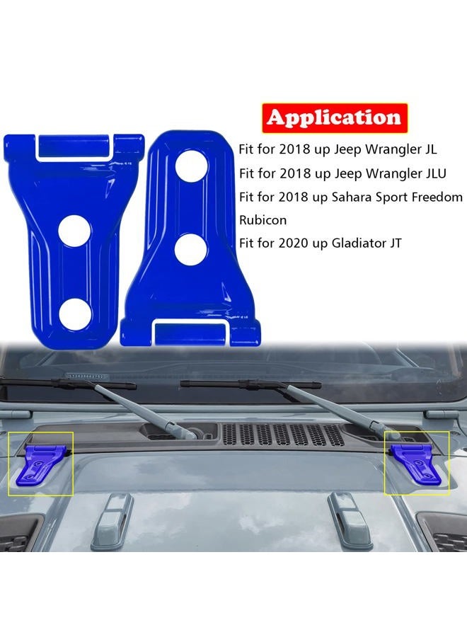 YANWEN Engine Hood Hinge Trim Decoration Cover Compatible with Jeep JL JLU Wrangler & Unlimited 2018-2021 (Blue 2Pack) … - Image 2